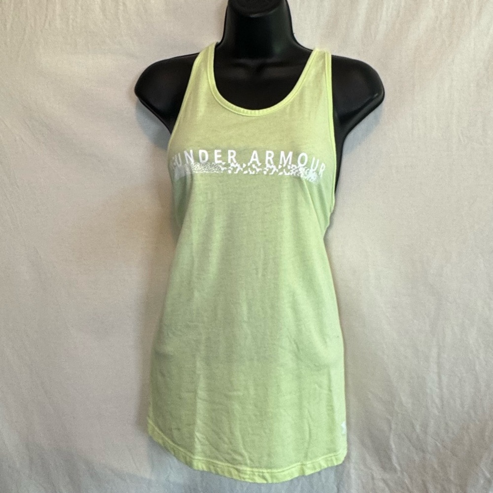 G-25 Under Armour Green & White‎ Racer Back Sleeveless Summer Tank Top Size XS